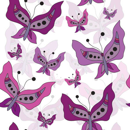 elegant seamless pattern with hand drawn decorative butterflies, design elementのイラスト素材