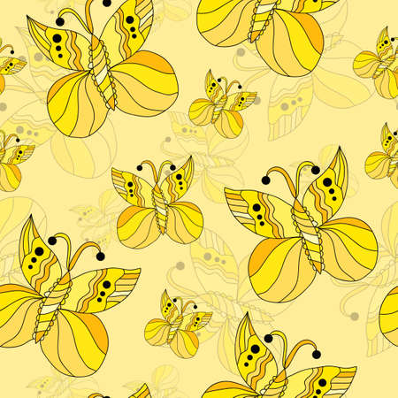 elegant seamless pattern with decorative butterflies, design elementのイラスト素材