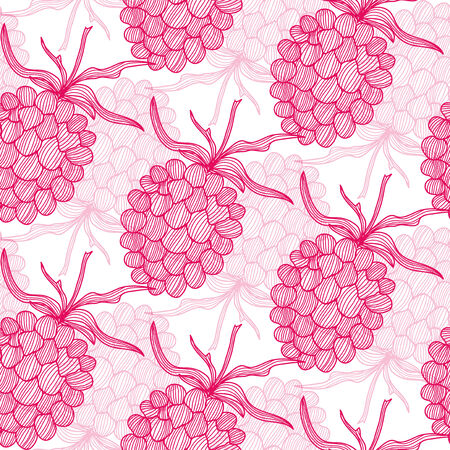 elegant seamless pattern with decorative raspberries, design elementのイラスト素材