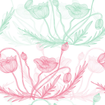 Elegant seamless pattern with decorative pastel poppy flowers, design element. Beautiful floral background. Floral pattern for wedding invitations, greeting cards, scrapbooking, print.のイラスト素材
