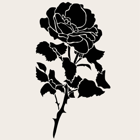 Elegant decorative rose, design element. Floral branch. Floral decoration for vintage wedding invitations, greeting cards, banners. Love symbolのイラスト素材