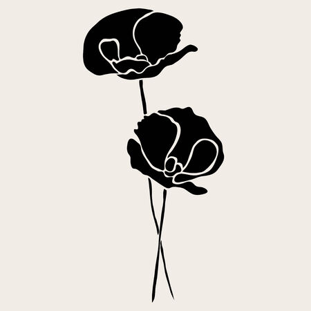 Elegant decorative poppy flowers, design element. Floral branch. Floral decoration for vintage wedding invitations, greeting cards, banners.のイラスト素材