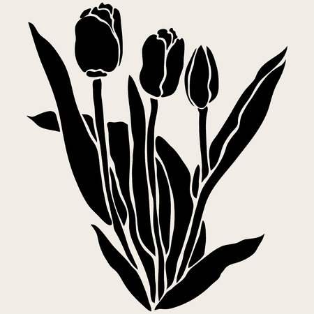 Elegant decorative tulip flowers, design element. Floral branch. Floral decoration for vintage wedding invitations, greeting cards, banners.のイラスト素材