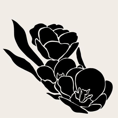 Elegant decorative tulip flowers, design element. Floral branch. Floral decoration for vintage wedding invitations, greeting cards, banners.のイラスト素材