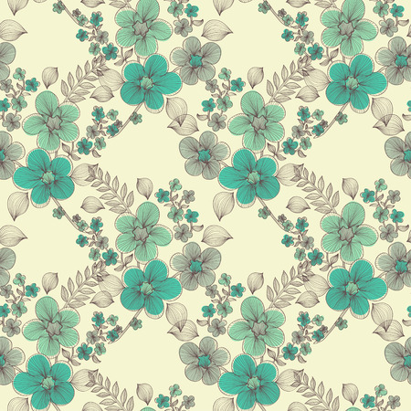 Elegant seamless pattern with hand drawn decorative flowers, design elements. Floral pattern for wedding invitations, greeting cards, scrapbooking, print, gift wrap, manufacturing.のイラスト素材