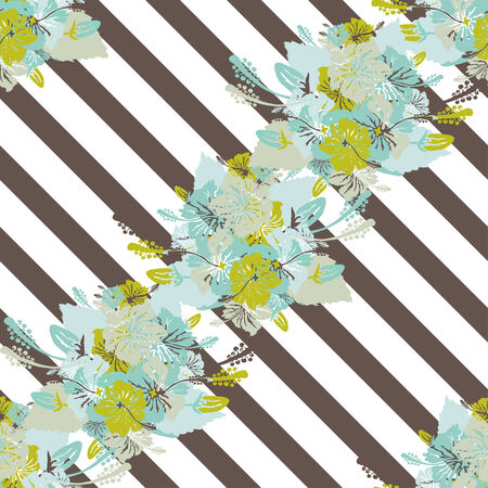 Elegant seamless pattern with hand drawn decorative hibiscus flowers, design elements. Floral pattern for wedding invitations, greeting cards, scrapbooking, print, gift wrap, manufacturing.のイラスト素材