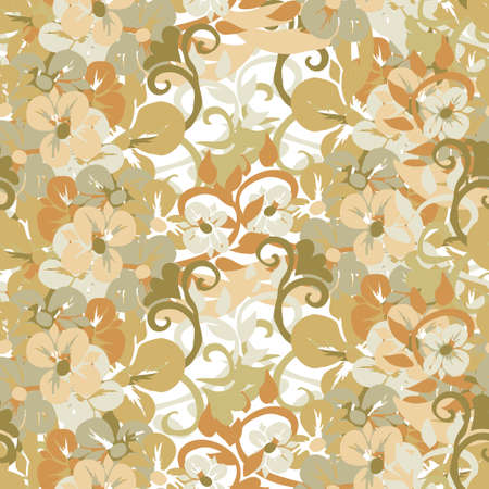 Elegant seamless pattern with hand drawn decorative flowers, design elements. のイラスト素材