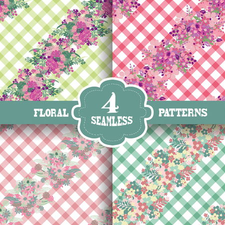 Elegant seamless patterns with hand drawn decorative flowers, design elements. Floral pattern for wedding invitations, greeting cards, scrapbooking, print, gift wrap, manufacturing.のイラスト素材