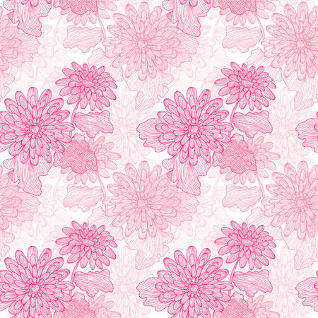 Elegant seamless pattern with hand drawn decorative gerbera flowers, design elements. のイラスト素材