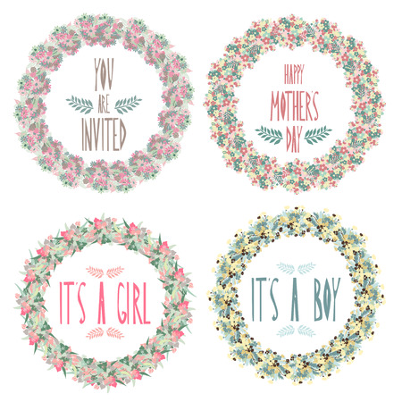 Elegant floral frames, design elements.のイラスト素材