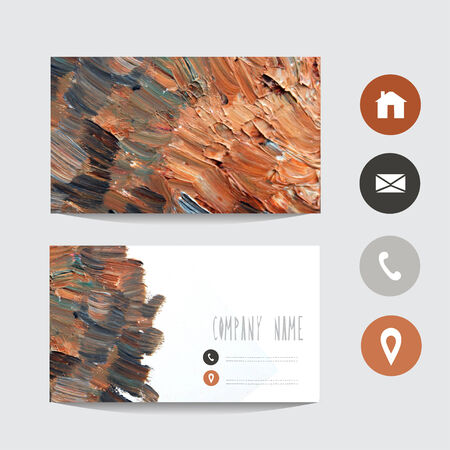 Oil painted business card template, design element. Can be used also for greeting cards, banners, invitations. Vectorized backgroundのイラスト素材