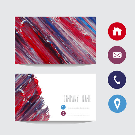 Oil painted business card template, design element. Can be used also for greeting cards, banners, invitations. Vectorized backgroundのイラスト素材