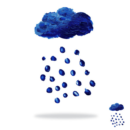 Oil painted cloud with rain drops, design elements. Can be used for cards, invitations, greetings, scrapbookingのイラスト素材