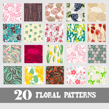 Elegant seamless patterns with hand drawn decorative flowers, design elements. Floral pattern for wedding invitations, greeting cards, scrapbooking, print, gift wrap, manufacturing.のイラスト素材
