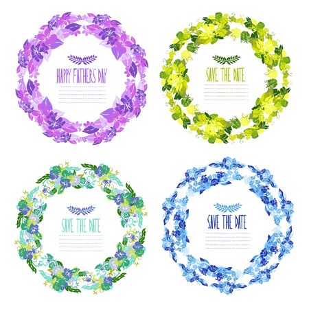 Elegant floral frames, design elements. Floral wreath can be used for wedding, baby shower, mothers day, valentines day, birthday cards, invitations. Vintage decorative flowers.のイラスト素材