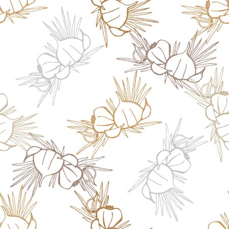Elegant seamless pattern with hand drawn garlic, design elements. Can be used for invitations, greeting cards, scrapbooking, print, gift wrap, manufacturing. Food backgroundのイラスト素材