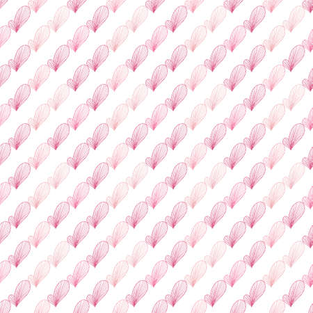 Elegant seamless pattern with hand drawn decorative hearts, design elements. 