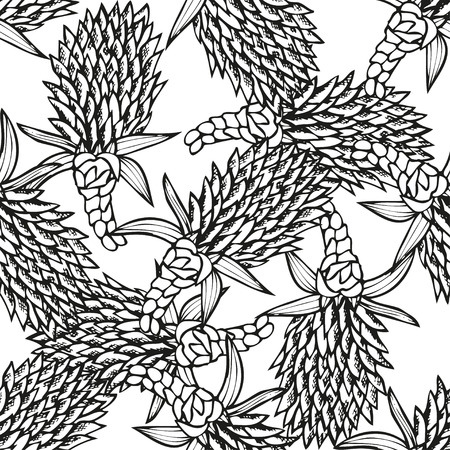 Elegant seamless pattern with hand drawn decorative pineapple flowers, design elements. Can be used for invitations, greeting cards, scrapbooking, print, gift wrap, manufacturing. Food backgroundのイラスト素材