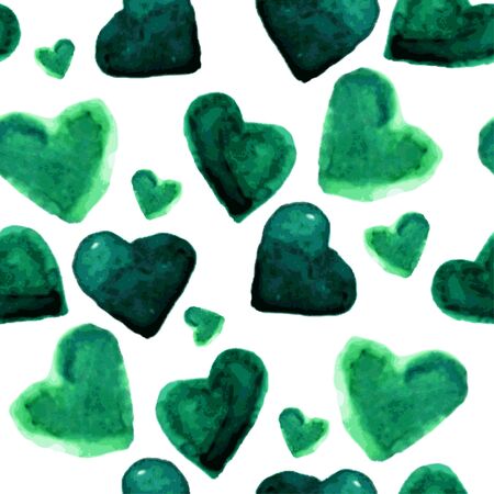 Elegant seamless pattern with watercolor painted hearts, design elements. Can be used for wedding...