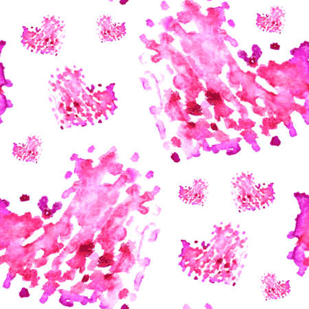Elegant seamless pattern with watercolor painted pink hearts, design elements. Can be used for wedding invitations, greeting cards, scrapbooking, print, gift wrap, manufacturing. Valentines themeのイラスト素材