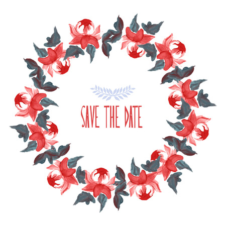 Elegant oil painted floral frame with abstract red peony flowers, design elements. Can be used for wedding, baby shower, mothers day, valentines day, birthday cards, invitationsのイラスト素材