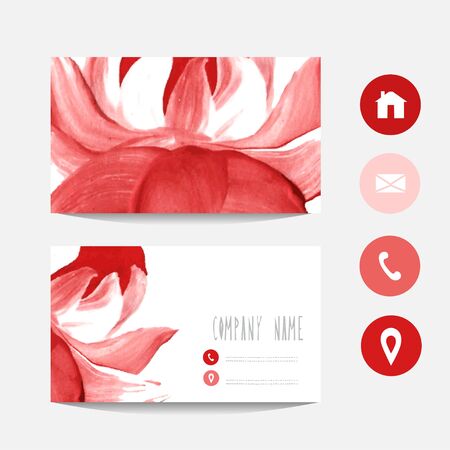 Oil painted business card template, design element. Can be used also for greeting cards, banners, invitations. Vectorized backgroundのイラスト素材