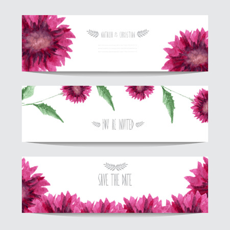Elegant watercolor floral cards, design elements. Can be used for wedding, baby shower, mothers day, valentines day, birthday cards, invitations, banners, flyers, gift wrap, print, manufacturingのイラスト素材