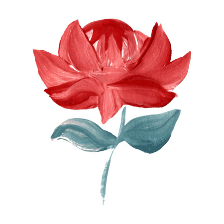 Decorative oil painted red rose flower, design element. Can be used for wedding, baby shower, mothers day, valentines day cards, invitations. Painted flowerのイラスト素材