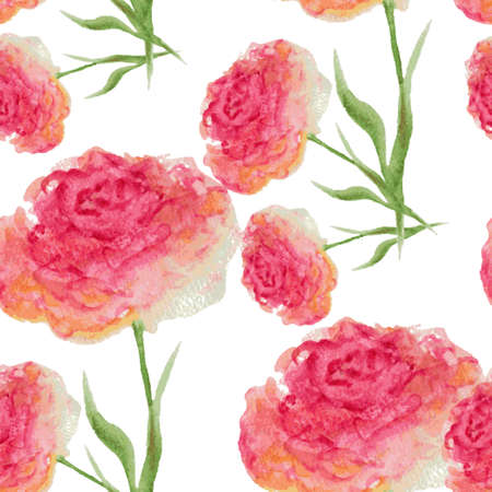 Elegant seamless pattern with watercolor painted pink flowers, design elements. Floral pattern for wedding invitations, greeting cards, scrapbooking, print, gift wrap, manufacturingのイラスト素材