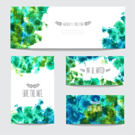 Elegant watercolor cards, design elements. Can be used for wedding, baby shower, mothers day, valentines day, birthday cards, invitations, banners, flyers, gift wrap, print, manufacturingのイラスト素材