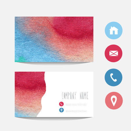 Watercolor business card template, design element. Can be used also for greeting cards, banners, invitations. Vectorized watercolor backgroundのイラスト素材