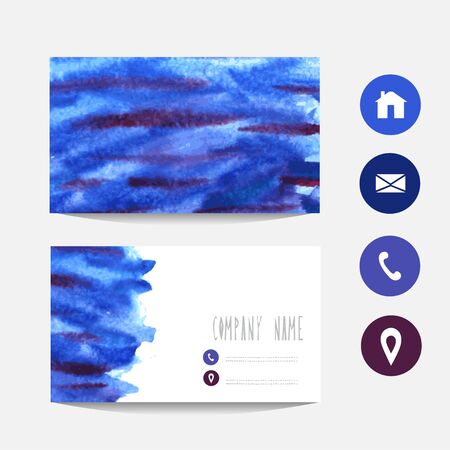 Watercolor business card template, design element. Can be used also for greeting cards, banners, invitations. Vectorized watercolor backgroundのイラスト素材