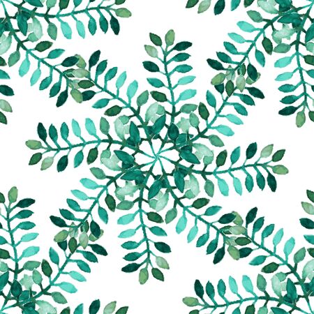 Elegant seamless pattern with watercolor painted branches with leaves, design elementsのイラスト素材