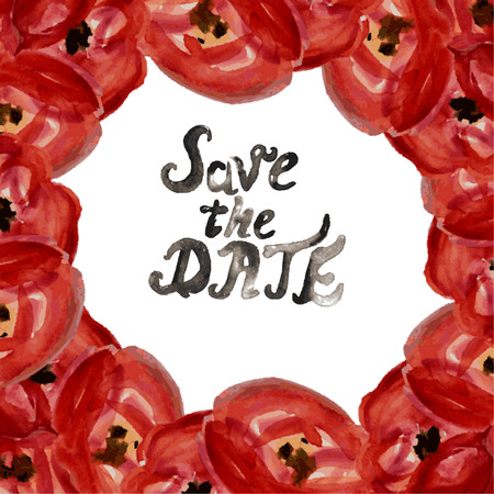 Elegant watercolor floral card with red poppies, design element.のイラスト素材