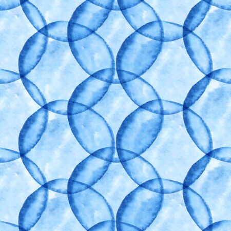 Elegant seamless pattern with watercolor painted blue circles, design elements. Can be used for invitations, greeting cards, scrapbooking, print, gift wrap, manufacturingのイラスト素材