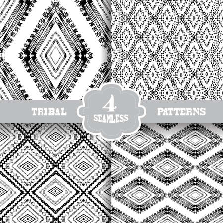 Abstract grunge tribal seamless patterns, design elements. Can be used for invitations, greeting cards, scrapbooking, print, gift wrap, manufacturingのイラスト素材