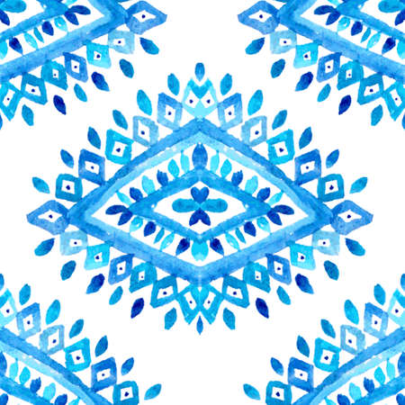Elegant seamless pattern with watercolor painted blue ornament, design element. Can be used for wedding invitations, greeting cards, scrapbooking, print, gift wrap, manufacturingのイラスト素材