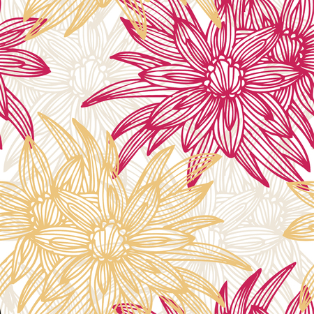 Elegant seamless pattern with hand drawn decorative gazania flowers, design elements. Floral pattern for wedding invitations, greeting cards, scrapbooking, print, gift wrap, manufacturing.のイラスト素材