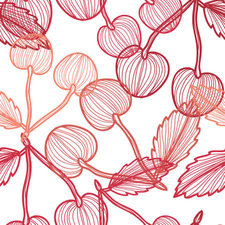 Elegant seamless pattern with hand drawn decorative cherry fruits, design elements. Can be used for invitations, greeting cards, scrapbooking, print, gift wrap, manufacturing. Food backgroundのイラスト素材