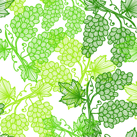 Elegant seamless pattern with hand drawn decorative grapes, design elements. Can be used for invitations, greeting cards, scrapbooking, print, gift wrap, manufacturing. Food backgroundのイラスト素材