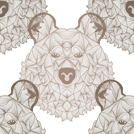 Elegant seamless pattern with hand drawn decorative bears, design elementsのイラスト素材
