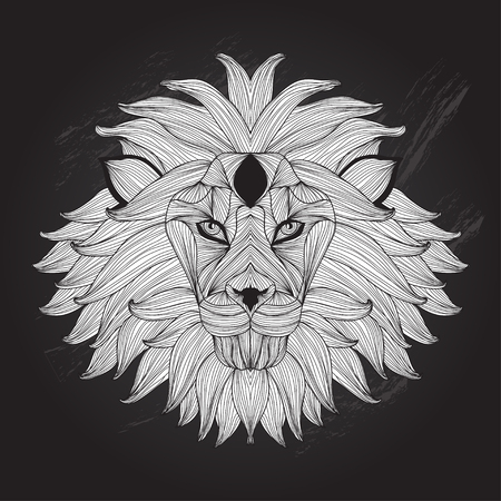 Elegant hand drawn decorative lion, design elementのイラスト素材