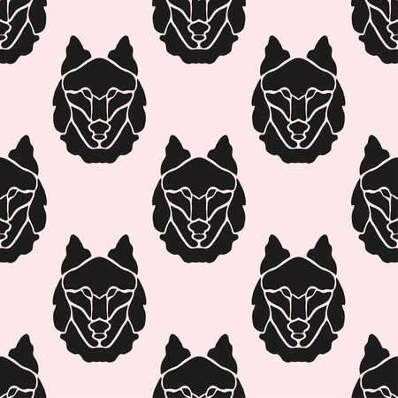 Elegant seamless pattern with abstract wolf symbols, design elementsのイラスト素材