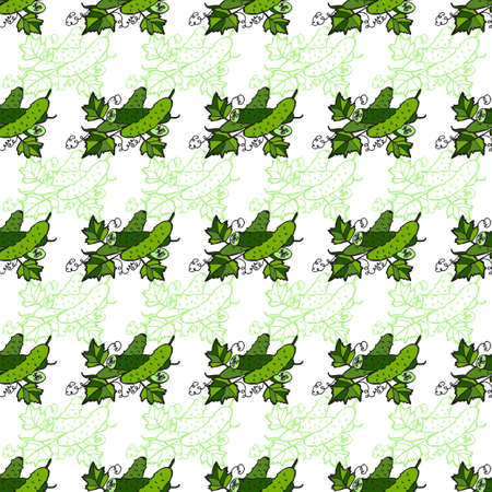 Elegant seamless pattern with hand drawn cucumbers, design elements. Can be used for invitations, greeting cards, scrapbooking, print, gift wrap, manufacturing. Food backgroundのイラスト素材