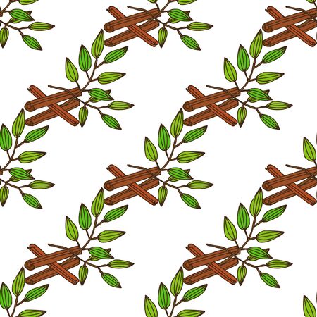 Elegant seamless pattern with hand drawn decorative cinnamonのイラスト素材