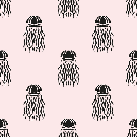 Elegant seamless pattern with abstract jellyfish symbols, design elements. Can be used for invitations, greeting cards, scrapbooking, print, gift wrap, manufacturing. Marine themeのイラスト素材