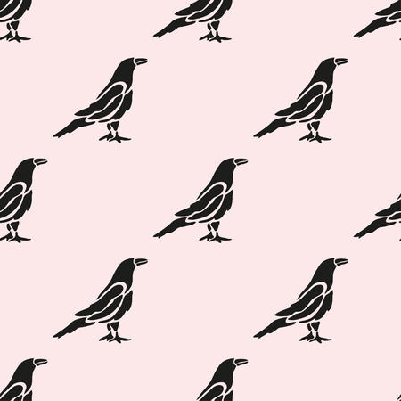 Elegant seamless pattern with abstract crow symbols, design elements. Can be used for invitations, greeting cards, scrapbooking, print, gift wrap, manufacturing. Bird themeのイラスト素材