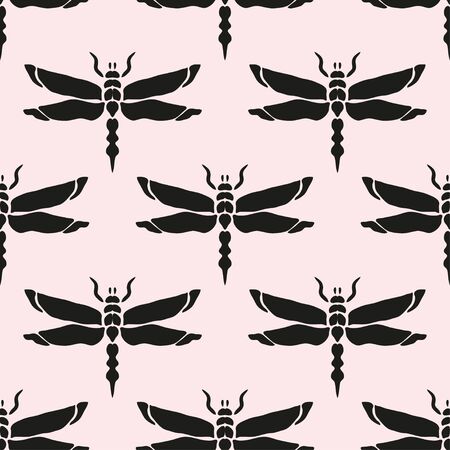 Elegant seamless pattern with abstract dragonfly symbols, design elements. Can be used for invitations, greeting cards, scrapbooking, print, gift wrap, manufacturing. Insect themeのイラスト素材