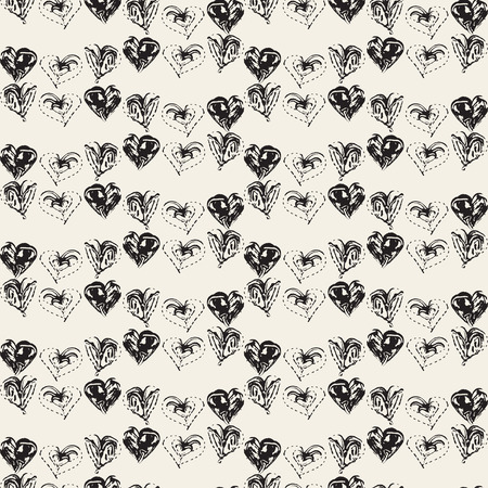 Abstract seamless pattern with brush strokes, design element. Hearts texture. Can be used for invitations, greeting cards, scrapbooking, print, gift wrap, manufacturing. Grunge backgroundのイラスト素材