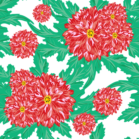 Elegant seamless pattern with hand drawn decorative chrysanthemum flowers, design elements. Floral pattern for wedding invitations, greeting cards, scrapbooking, print, gift wrap, manufacturing.のイラスト素材